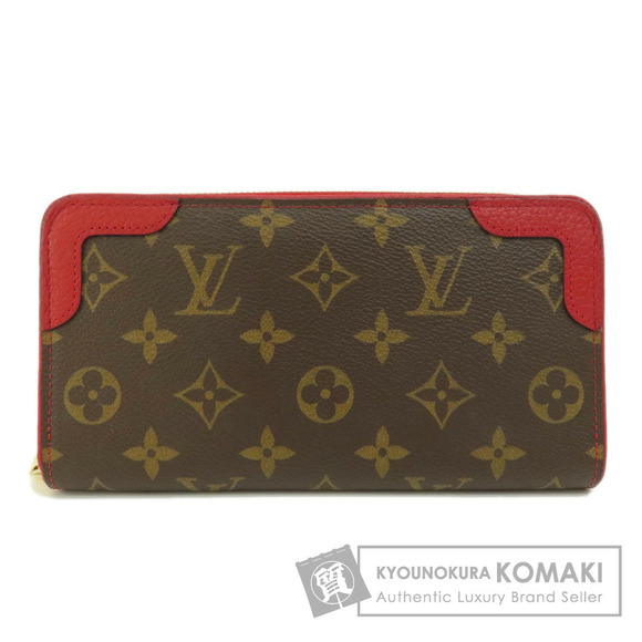 Louis Vuitton Zippy Wallet Retiro Monogram Cerise Red Long Wallet Canvas